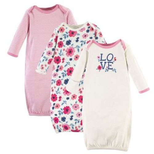 Touched by Nature Infant Girl Organic Cotton Gowns, Garden Floral, Preemie/Newborn