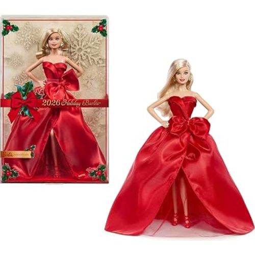 Barbie Signature 2026 Collectible Holiday Doll and Doll Stand