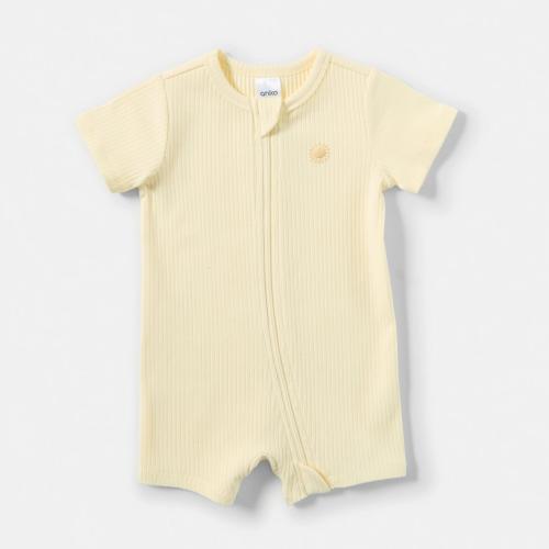 Short Sleeve Rib Zip Romper - Kmart