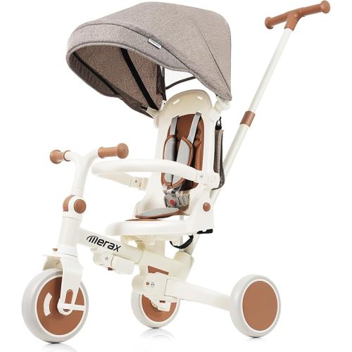 7-in-1 Foldable Toddler Tricycle Removable Pedal, Canopy and Guardrail Adjustable Push Handle, Ages 1Y-6Y