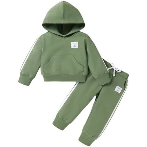 YOUNGER TREE Toddler Baby Clothes Girl Boy Fall Winter Outfits Long Sleeve Hoodie Top and Long Sweatpants Set Sweatsuit