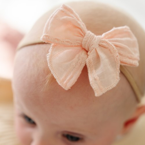 Pink Stitched Gauze Bow for girls, Summer Bow – Little Poppy Co.