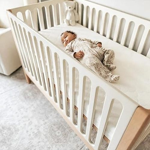 Newton Baby Galileo Standard Crib, Solid Beech Wood in Natural/Dove White 2-Tone Color, 3-in-1 Convertible Crib with Toddler Bed Conversion Kit, Ultra-Safe Non-Toxic Finish