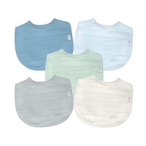 Green Sprouts Absorbent Organic Cotton Muslin Bibs, 5-Pack - White