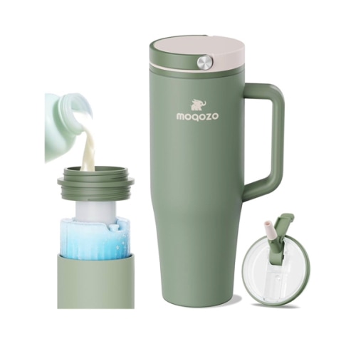 Reuseable Breastmilk Storage Bottle, Portable Breast Milk Cooler for Outdoor Travel TSA Approved, 40oz Larger Capacity Chiller Container Keeps Milk Fresh for 24+ Hours (Green)