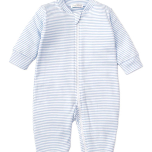 Simple Blue Stripes Zip Footie | Posh Tots Children's Boutique