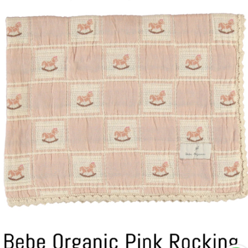 Pink Rocking Horse Patchwork Blanket