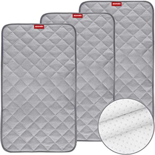 Changing Pad Liners 3 Pack, Waterproof Changing Table Cover, Made from Viscose Quilted with Non-Slip Back(14" x 27", Ultra Absorbent Large Changing Pad Liners, Grey