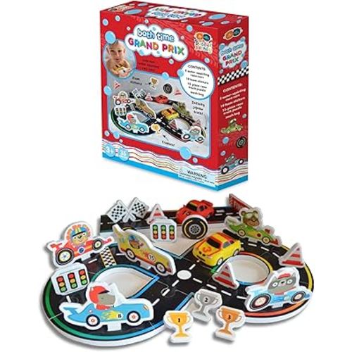 Buddy & Barney: Bath Time Grand Prix - Build A Floating Racetrack, 2 Water-Squirting Race Cars, Foam Stickers & Track Puzzle, Interactive Toy, Kids 3+