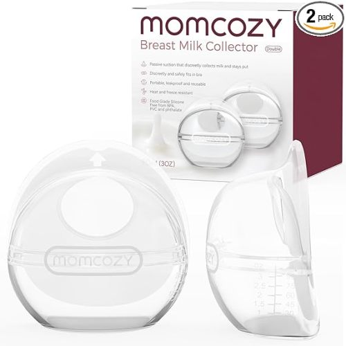 Momcozy Breast Milk Collector, Milk Collectors for Breastfeeding, Reusable Breast Milk Shells, Silicone Catcher with More Fit & Soft (3oz/90ml, 2 Counts)