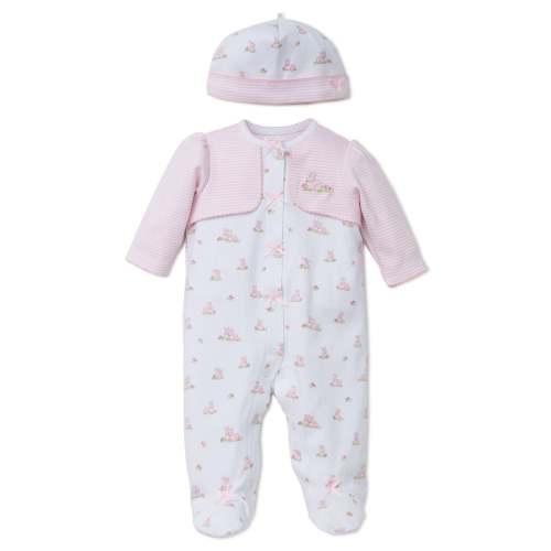 Baby Bunnies Footed One-Piece And Hat