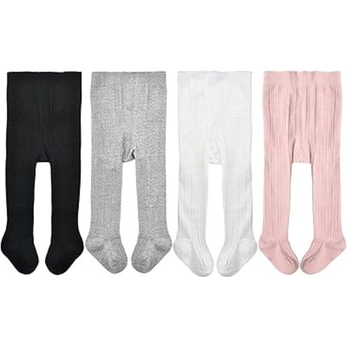 EPEIUS Baby Girls Tights Cable Knit Leggings Stockings Cotton Pantyhose for Newborn Infants Toddlers 3/6 Pack