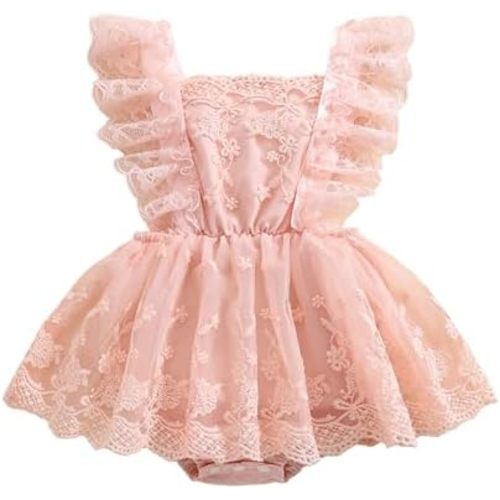 Karwuiio Newborn Baby Girl Romper Dress Toddler Sleeveless Lace Floral Romper Bodysuit Baby Girl Summer Clothes Outfits
