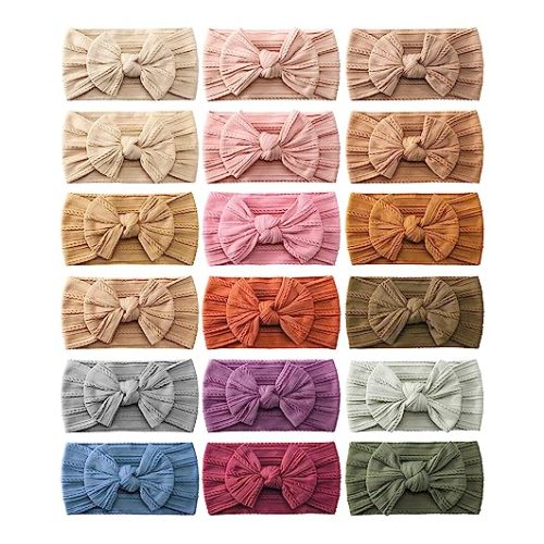 jollybows 18pcs Baby Nylon Headbands Hair Bow Elastics Hairbands Hair Accessories for Baby Girls Newborn Infant Toddlers Kid