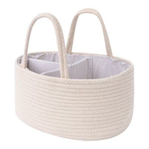 Unique Bargains Handcrafted Odorless Cotton Rope Storage Basket with Handles and Divider 1 Pack