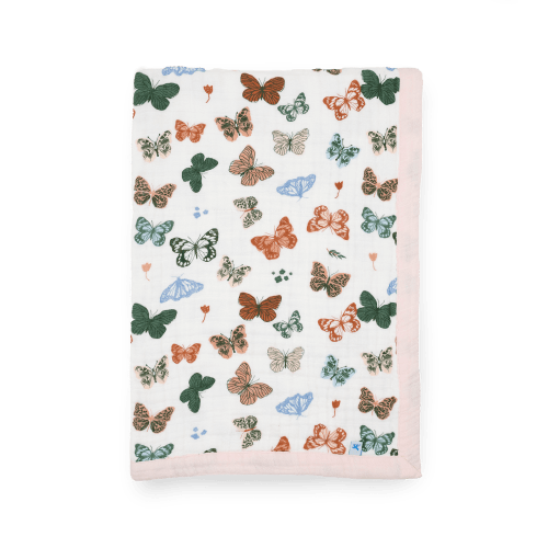 Cotton Muslin Baby Quilt - Butterflies