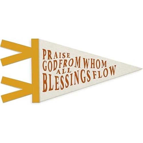 Christian Nursery Wall Decor, Praise God from Whom All Blessings Flow Christian Wall Hanging Pennant Flag Banner, Bible Verses Wall Decor, Bible Wall Decorations for Kids Room Cassroom Bedroom Playroom