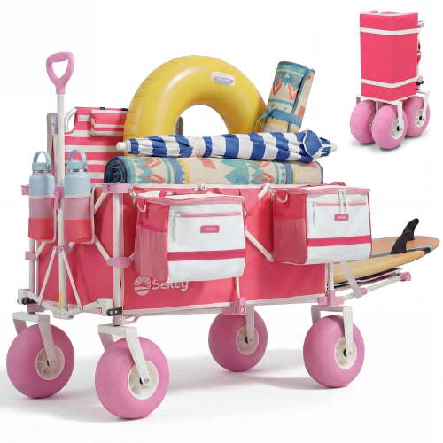 Sekey Heavy Duty Beach Wagon 300L Capacity, 9" Sand-Proof Wheels