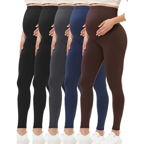 Buttergene 5 Pack Women's Creamlush Maternity Leggings Maternity Yoga Pants Pregnancy Leggings Maternity Clothes