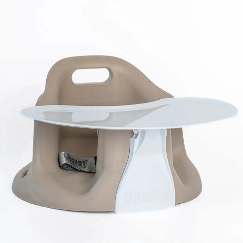 Ergonomic Baby Floor And Booster Seat With Tray - Taupe