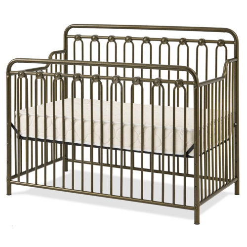 Harriet Bee Baldwin 4 In 1 Convertible Metal Crib In Alabaster | Wayfair