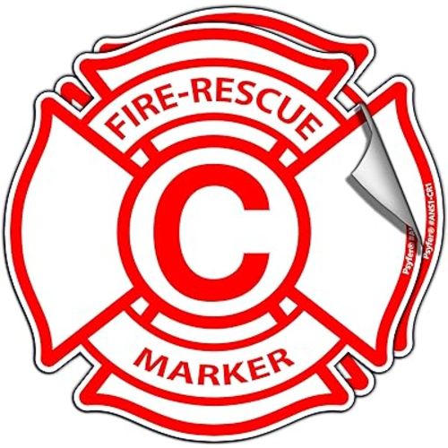 Psyfer® Fire Rescue Marker (C) Child Room Alert Stickers (Fade-Free) 2 Pack [Made in USA]