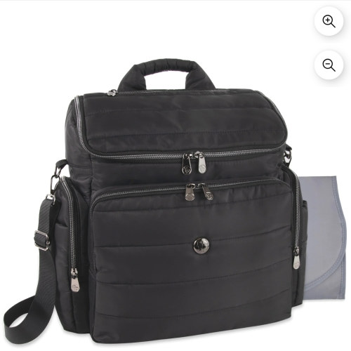 Fisher-Price Bolso Cruzado y Mochila para Pañales - Almohadilla para Cambiar, Bolsillo Aislado - Negro