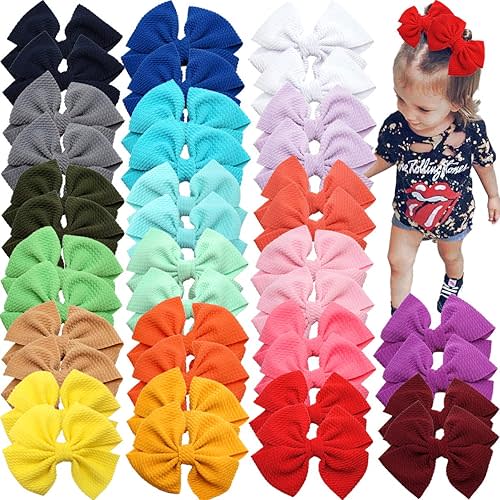 CÉLLOT 40 Pieces 4Inch Hair Bows Metal Alligator Hair Clips for Baby Girls | Photographic Hair Accessories | Holiday Bow Hair Accessories | for Kids Child