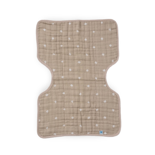Cotton Muslin Burp Cloth - Taupe Cross