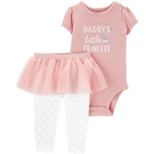 2-Piece Princess Bodysuit & Tutu Pant Set - Pink/White - 6M