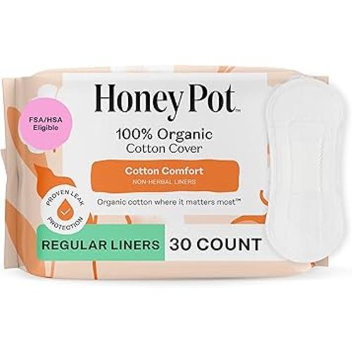 The Honey Pot Company - Non-Herbal Everyday Panty Liners for Women - Organic Cotton Cover & Ultra-Absorbent Pulp Core - Sanitary Pads - Feminine Care - 30 ct