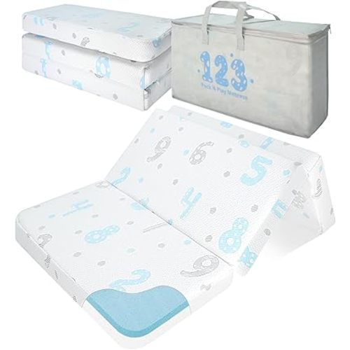 Pack and Play Mattress, 38"x26" Pack N Play Mattresses Dual-Sided Design for Baby and Toddler, Foldable Mattress for Pack N Play with Washable Cover