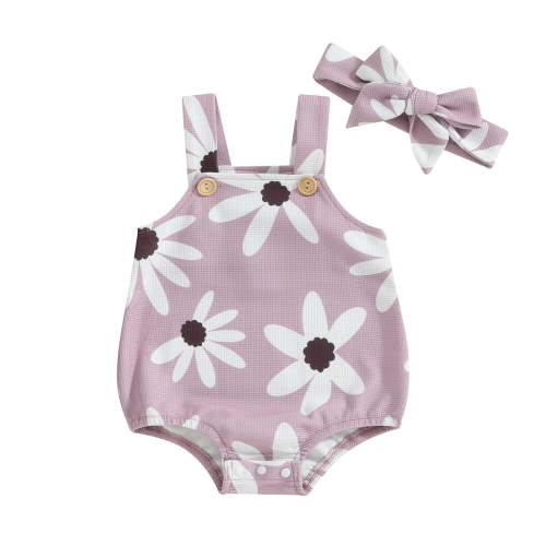 Bagilaanoe Newborn Baby Girl Rompers Floral Print Sleeveless Bodysuit + Headband 3M 6M 9M 12M Infant Summer One Piece Jumpsuit