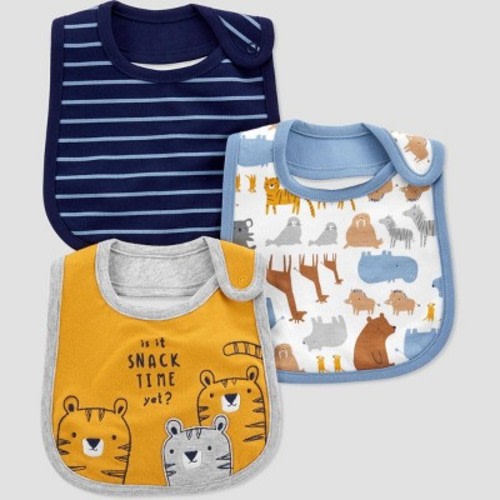 Baby Boys' 3pc Tiger Bib Set - Just One You® made by carter's Blue/Gray