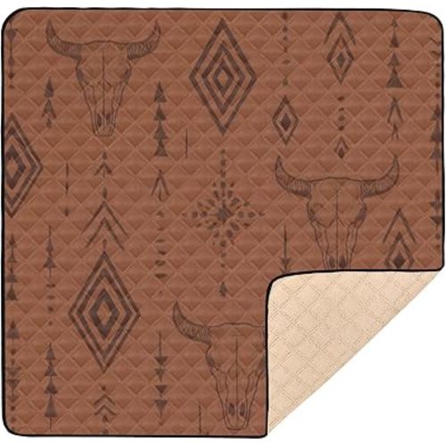 Western Bull Boho Large Non-Slip Baby Playmat for Floor Cozy Breathable Padded Baby Mat for Baby Kids Toddlers Infants, 50'' x 50''