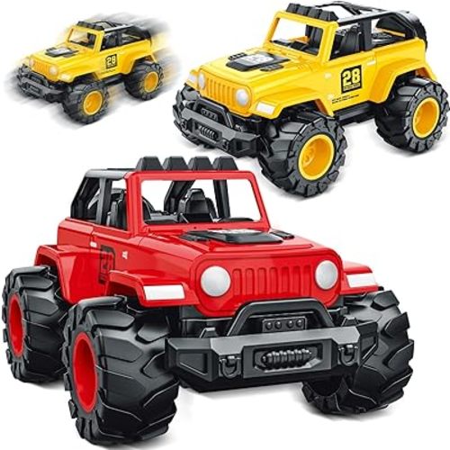Toddler Boy Toys for Ages 3-4, Friction Powered Truck Toys Vehicles Set, Durable Push Cars for Indoor Outdoor Play, Preschool Learning Toys, Christmas Birthday Gifts for 3 4 5 6 Years Old Kids Girls