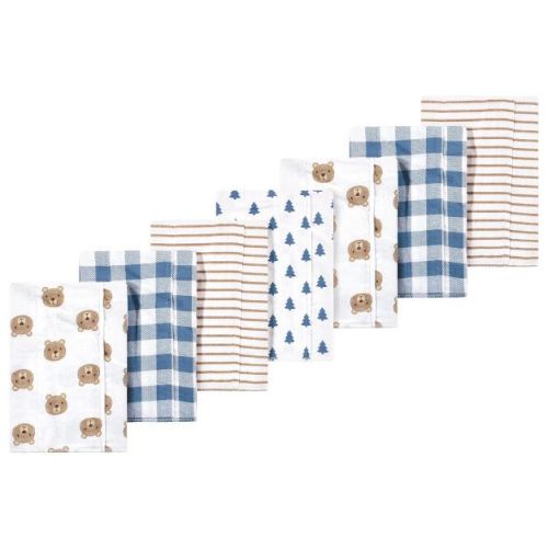Luvable Friends Hudson Baby Flannel Burp Cloths 7pk, Blue Bears