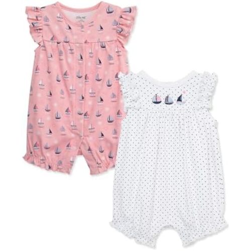 Sailboat outfit 💗 Little Me Clothes for Baby Girls' 2-Pack Rompers, 3 Months - 12 Months