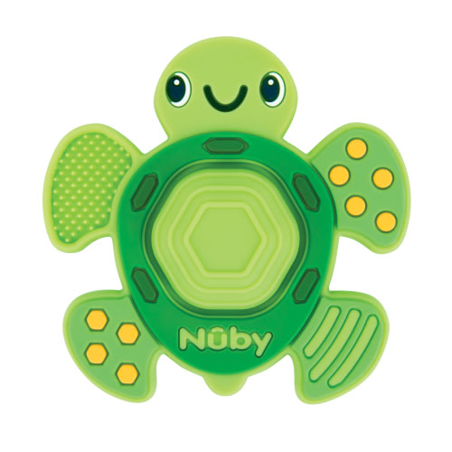 Nuby Teethe N' Pop Sensory Play Teether for Babies, Green Turtle Design