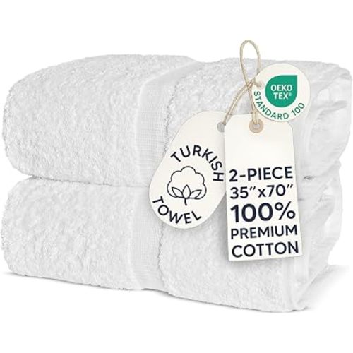 Chakir Turkish Linens, 100% Cotton Premium Quality Turkish Bath Sheets (35''x70'' Large Bath Sheet Towels - White)