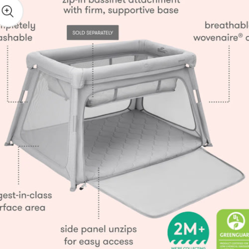 Deluxe Travel Crib & Play Yard + Bassinet Attachment