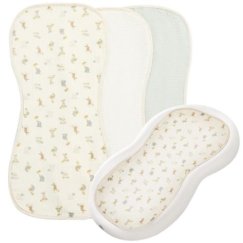 Hombys Washable Baby Changing Pad Cover - Waterproof Muslin Changing Table Pad, 3 Pack - Cream White, Light Green, Animals