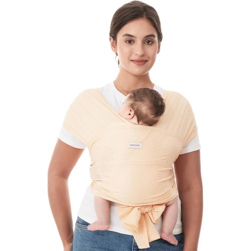 Momcozy Baby Carrier AirMesh - The Perfect Summer Sling for Newborns to Toddler 8-35 lbs - Cooling Fabric Baby Wrap, Lightweight, Ergonomic, and Easy to Wear, Light Beige