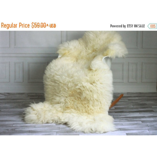 ON SALE Real Natural Genuine Creamy White Sheepskin Rug