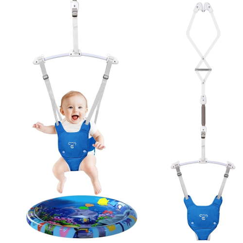 G TALECO GEAR Baby Jumpers and Bouncers, Protable Jumper Doorway with Water Mat, Easy to Assemble, Jumper for Baby Boys/Girls,Blue