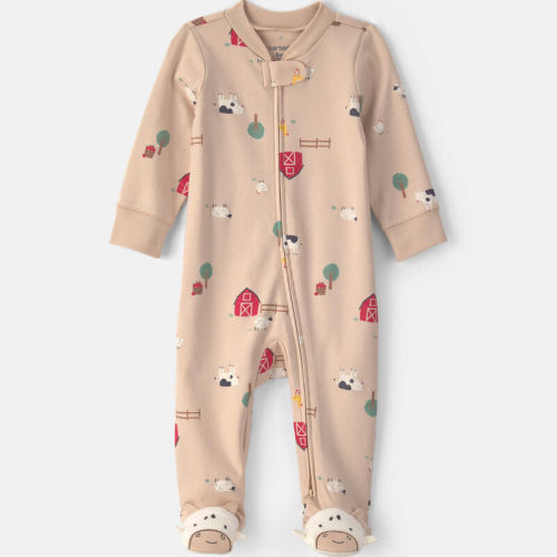 Baby Farm 100% Cotton 2-Way Zip Sleeper - Beige | Carter’s Oshkosh Canada
