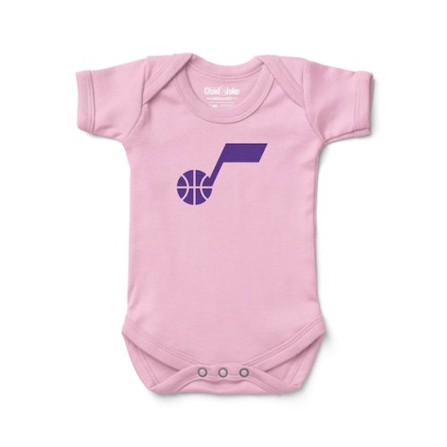 Infant Utah Jazz Chad & Jake Pink Primary Logo Bodysuit