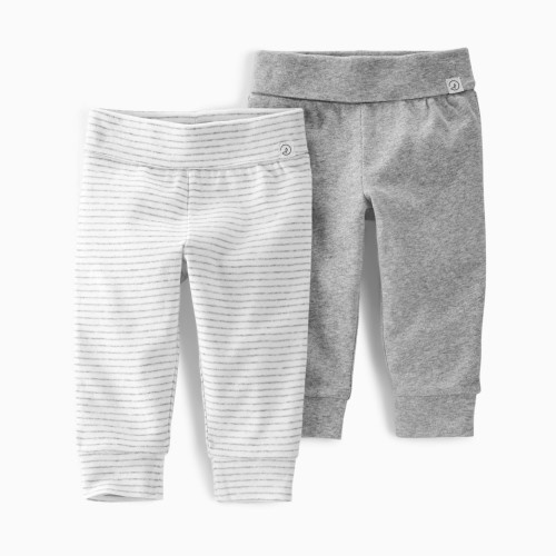 Little Planet Organic Cotton Grow-With-Me Joggers - Stripe, Heather Grey