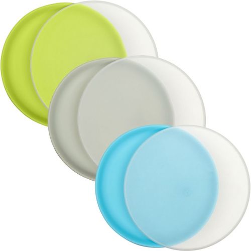 WeeSprout Baby & Toddler Non-Suction Plates with Lids - 3 Pack (Bright Green, Blue, Gray)