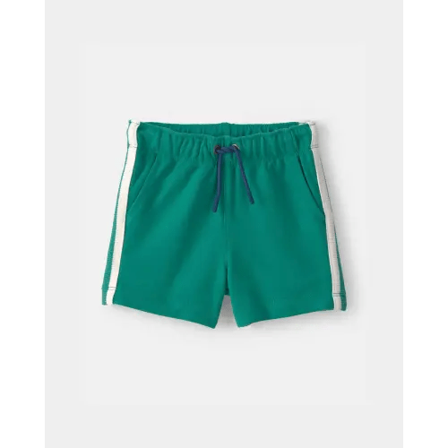 Baby Boy Striped French Terry Shorts - Green/Ivory | Carter's